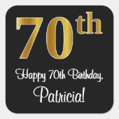 70誕生日 – 高級エレガント金ゴールドルッフェイクク# スクエアシール (正面)