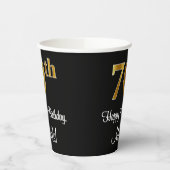 70誕生日 – 高級エレガント金ゴールドルッフェイクク# 紙コップ (左)