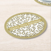 「70誕生日Happy」ホワイト/金ゴールド番号パターン ラウンドペーパーコースター (アングル)