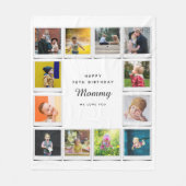 70誕生日Mommy Photo Collageテンプレート白 フリースブランケット (正面)