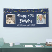 70誕生日String Lightsフォトブルー 横断幕 (トレードショー)