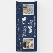 70誕生日String Lightsフォトブルー 横断幕 (縦)