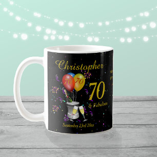 70誕生祝いきらめくワインブラック コーヒーマグカップ