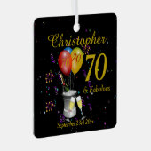 70誕生祝いブラック メタルオーナメント (正面右)