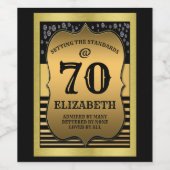 70誕生祝いブラック&金ゴールド規格 ワインラベル (シングルラベル)