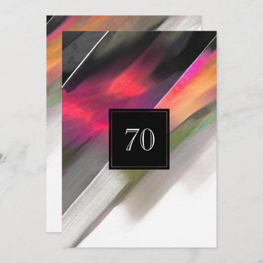 70誕生祝い絵画抽象芸術 招待状 (正面/裏面)