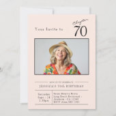 70赤面ピンク70th誕生日パーティーの写真 招待状 (正面)