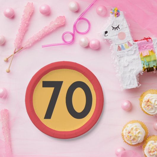 70速度制限道路交通標識 ペーパープレート (パーティー)