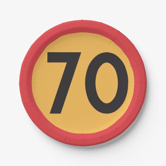 70速度制限道路交通標識 ペーパープレート (正面)