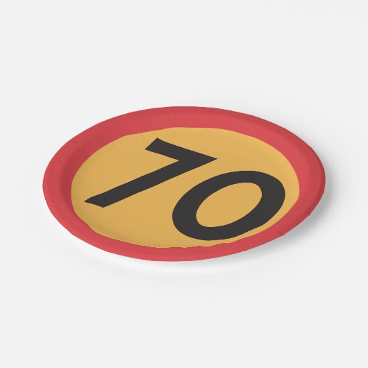 70速度制限道路交通標識 ペーパープレート (アングル)