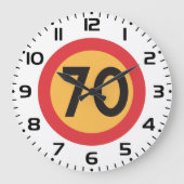 70速度制限道路交通標識 ラージ壁時計 (正面)