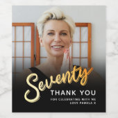 70金ゴールドブラック70誕生日カスタム写真 ワインラベル (シングルラベル)