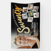 70金ゴールド第70誕生日の黒写真 横断幕 (縦)