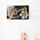 70金ゴールド第70誕生日の黒写真 横断幕 (インサイチュ)