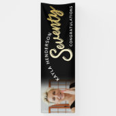 70金ゴールド第70誕生日黒写真 横断幕 (縦)