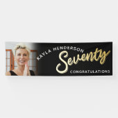 70金ゴールド第70誕生日黒写真 横断幕 (横)