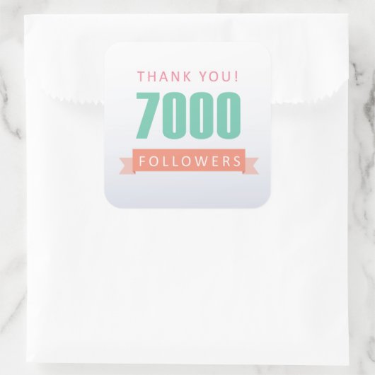 7000フォロワーありがとう – ソーシャルメディア感謝 スクエアシール (バッグ)