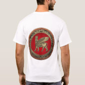 [700]アッシリア翼ブル – 金ゴールドラマス Tシャツ (裏面)