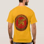 [700]アッシリア翼ライオン – 金ゴールドラマス Tシャツ (裏面)