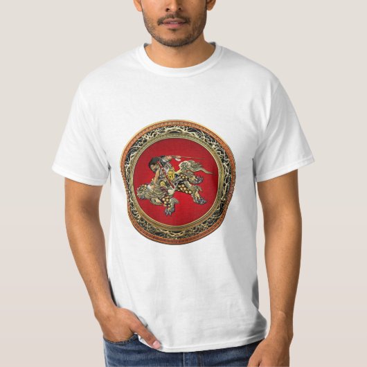 [700]北斎 – 獅子乗り獅子 Tシャツ (正面)