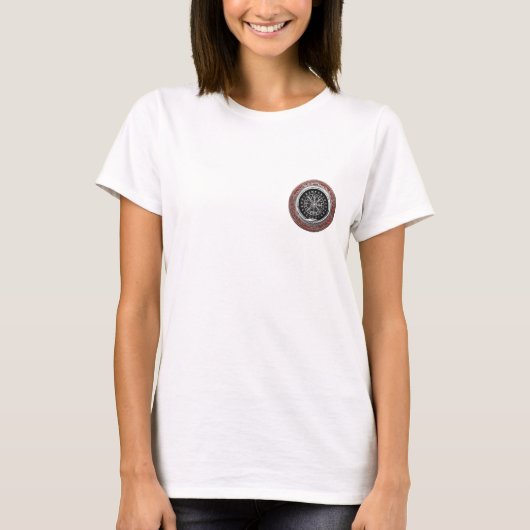 [700] Vegviser -バイキングシルバー魔法Runic Compass Tシャツ (正面)