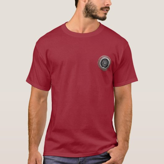 [700] Vegviser -バイキングシルバー魔法Runic Compass Tシャツ (正面)