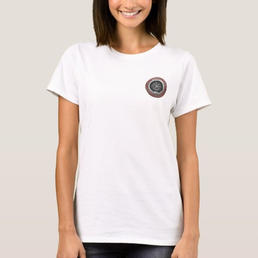 [700] Vegviser -バイキングシルバー魔法Runic Compass Tシャツ (正面)