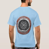[700] Vegviser -バイキングシルバー魔法Runic Compass Tシャツ (裏面)
