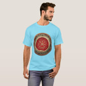 [700] Vegviser -バイキング金ゴールド魔法Runic Compass Tシャツ (正面フル)
