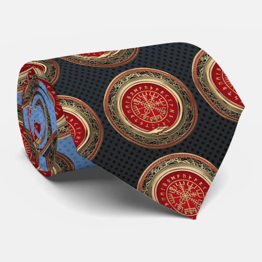 [700] Vegvisir -バイキングの金ゴールドの魔法のRunicコンパス ネクタイ (ロール)