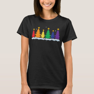 702p LGBT国旗のクリスマスツリーメリークリスマスゲイLGBT Tシャツ
