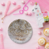 7060-結婚のブーケと結婚のリングや輪 ペーパープレート (パーティー)