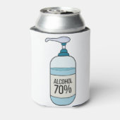 70%アルコールのハンドサニタイザゲル 缶クーラー (缶裏面)