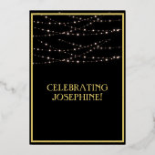 70 エレガント 70誕生日ブラック実在金ゴールド    箔招待状 (裏面)