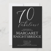 70+ファビュラス ブラック 70歳の誕生日パーティー 招待状 (正面)