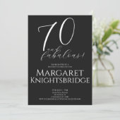 70+ファビュラス ブラック 70歳の誕生日パーティー 招待状 (スタンド正面)