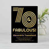 70 & ファビュラス レトロタイポグラフィ ゴールド 70歳の誕生日 箔招待状 (立ち正面)