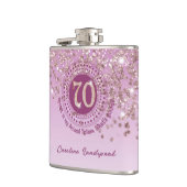 70＆ローズゴールドグリッター＆飲酒名言 フラスク (左)