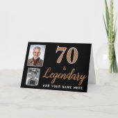 70 & 伝説の2枚の写真 70歳の誕生日カード カード (正面)