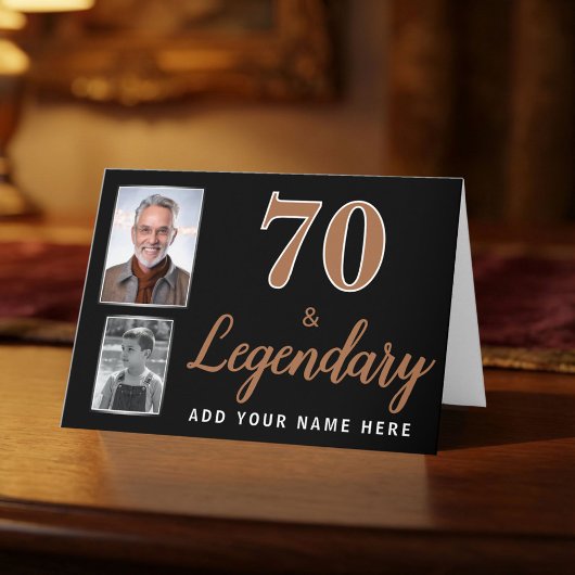 70 & 伝説の2枚の写真 70歳の誕生日カード カード