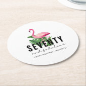 70&素晴らしいピンクフラミンゴ70誕生日 ラウンドペーパーコースター (アングル)