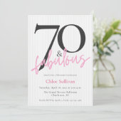 70+華やかピンクスクリプト 70歳の誕生日パーティー 招待状 (スタンド正面)