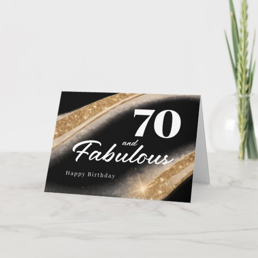 70 and Fabulous Black Gold 70th Birthday カード (正面)
