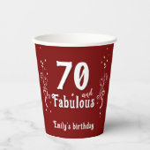 70 and Fabulous Foliage Red 70th Birthday 紙コップ (正面)