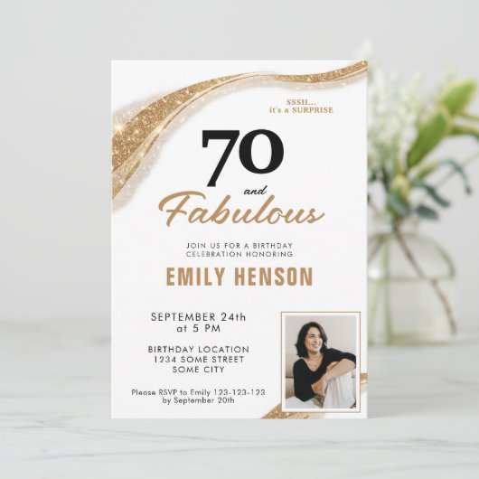 70 and Fabulous Gold 70th Birthday 招待状 (スタンド正面)