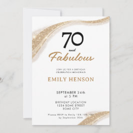 70 and Fabulous Gold 70th Birthday Invitation 招待状