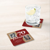 70 and Fabulous Gold Glitter 2 Photo 70th Birthday スクエアペーパーコースター (インサイチュ)