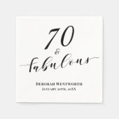 70 and Fabulous Seventy Birthday Elegant Script スタンダードカクテルナプキン (正面)