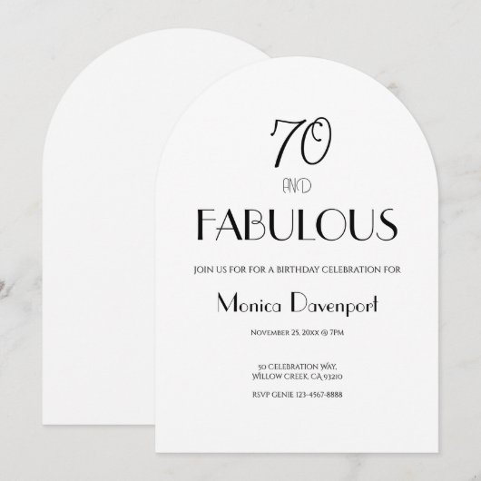 70 and Fabulous Seventy Birthday Invitation 招待状 (正面/裏面)