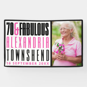 70 & Fabulous 派手なタイポグラフィー 写真 70歳の誕生日 横断幕